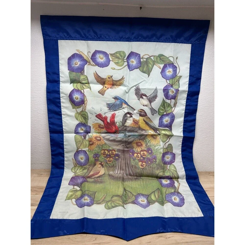Vintage 2000 Wegner Summer Birds At The Birdbath Flag 42